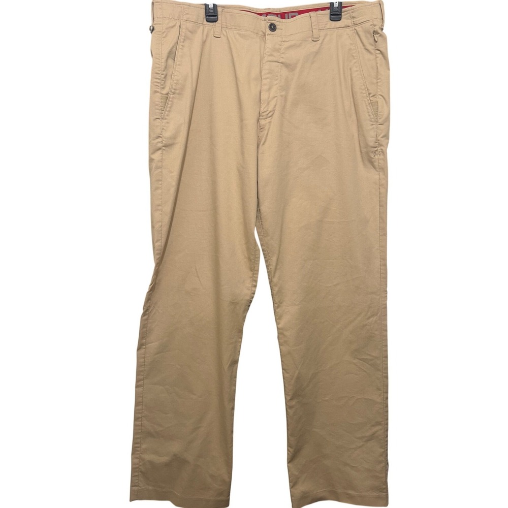 Under Armour Mens Golf Pants Khaki Tan Performance Flat Front 42x34